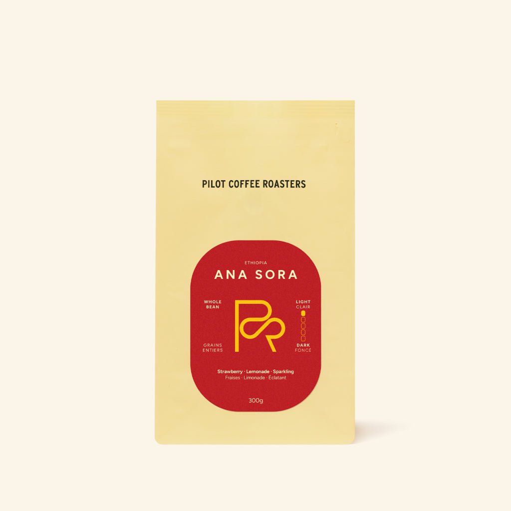 Pilot Coffee Roasters Ana Sora - Ethiopia coffee package on a beige background